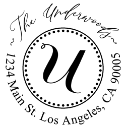 Solid Line and Dot Border Letter U Monogram Stamp Sample